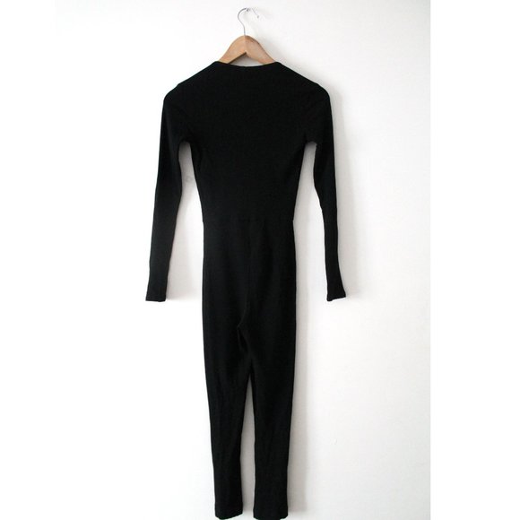 Reformation Chrissi Jumpsuit / Size 2 / Black Lace-Up Fitted Ribbed - Picture 5 of 10